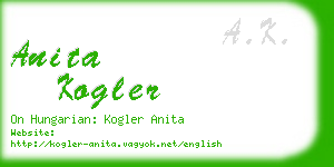 anita kogler business card